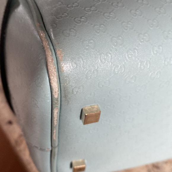 GUCCI HAND BAG LEATHER BABY BLUE MINI LOGO 002- 1115 . - Picture 7 of 16